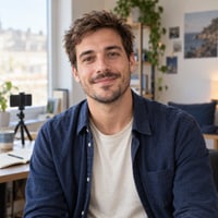Portrait illustré de Léo, auteur de Créateur UGC