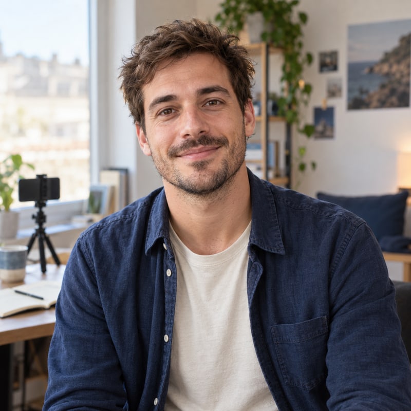 Portrait illustré de Léo, auteur de Créateur UGC