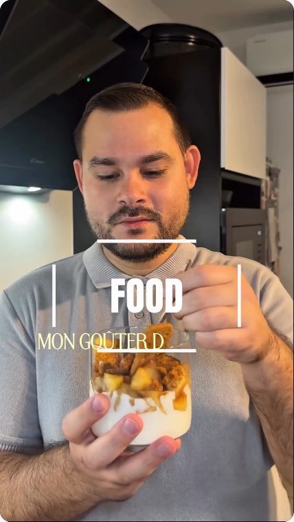 Vidéo UGC de Brice : Un goûter préparé en cuisine, Démonstration d’un dessert en verrine