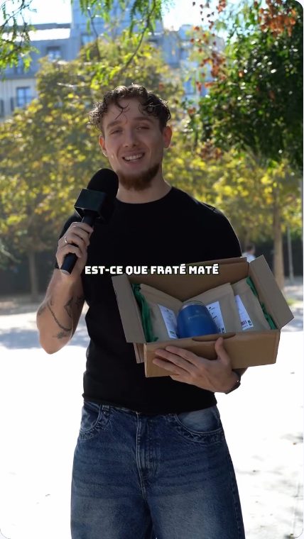 Vidéo UGC de Kevin : Découvrir un coffret de maté, Présentation des produits en extérieur au micro