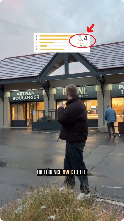 Vidéo UGC de Killian : Les avis d’une boulangerie sur le terrain, Présentation au micro devant une boulangerie