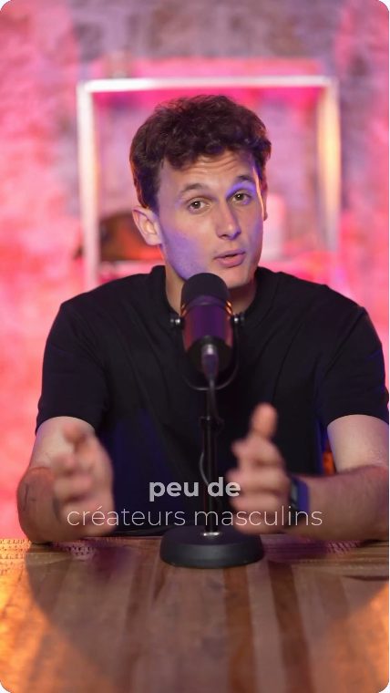 Vidéo UGC de Louis : Parler de la place des créateurs masculins, Extrait de podcast au micro