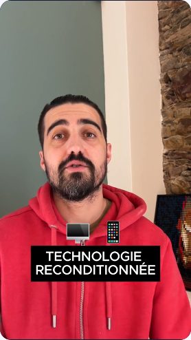 Vidéo UGC de Pierre : La technologie reconditionnée en quelques mots, Présentation face caméra avec texte incrusté
