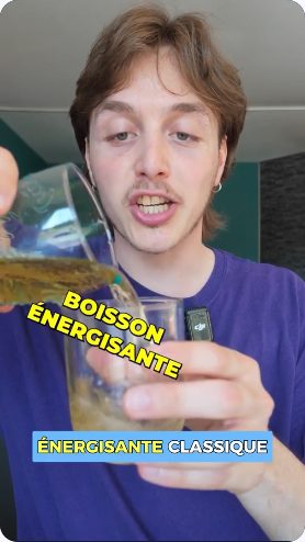 Vidéo UGC de Romain : Une boisson énergisante en présentation, Démonstration avec bouteille et texte incrusté