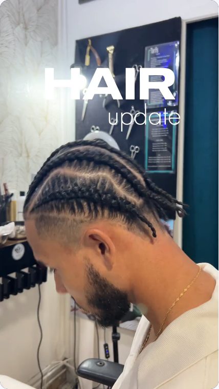 Vidéo UGC de Samuel : Une nouvelle coiffure en salon, Plans rapprochés de tresses et coupe de cheveux