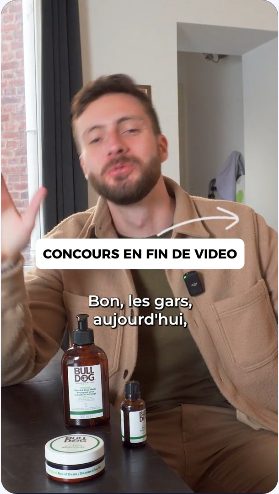 Vidéo UGC de Yoann : Des soins pour la barbe en démonstration, Présentation de produits et concours annoncé à l’écran